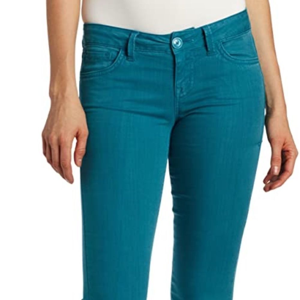 Anthro Level 99 Teal Janice Ultra Skinny Ankle Zip Jeans Sz 27